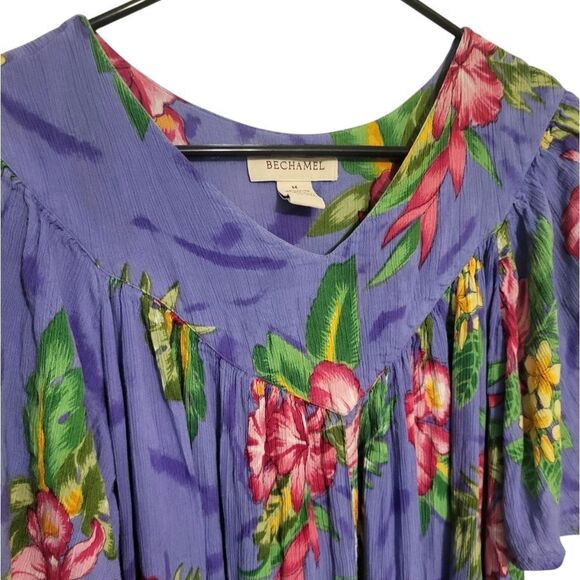 Bechamel Purple Pink Bold Floral Print House Dress, Size M - Picture 3 of 5